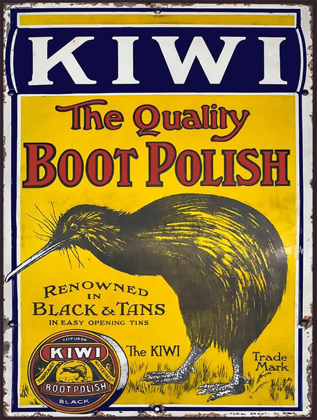 KIWI Boot Polish Metal Advertising Sign