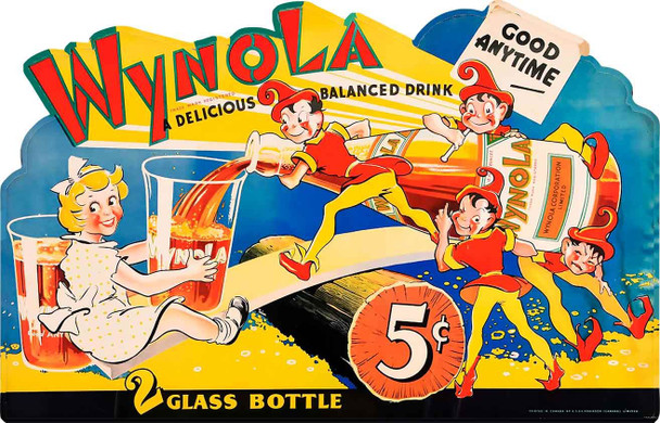 Wynola 5c Drink Laser Cut Metal Advertising Sign