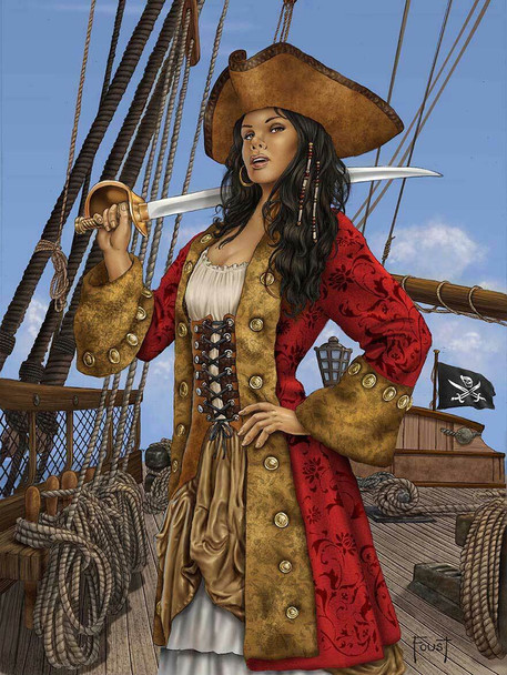 Buccaneer Female Pirate Wench Metal Sign