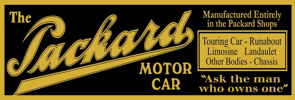 Packard Motor Car Metal Advertising Sign 30" by 10"