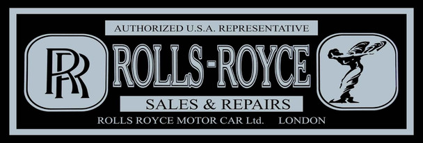 Rolls-Royce Motor Car Metal Advertising Sign 30" by 12"