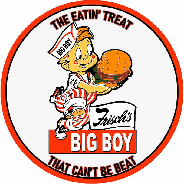 Frisch's Big Boy Figure Running 14" Round Metal Sign