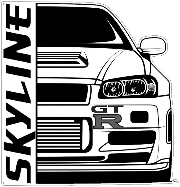 Skyline GTR BW Laser Cut Metal Sign