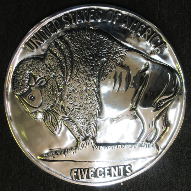 Buffalo 5c Embossed Coin 21" diameter Polished Aluminum