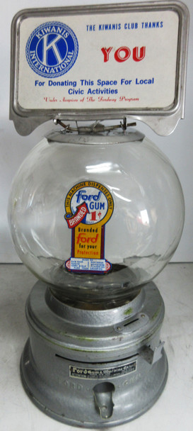 Ford Penny Round Ball Gum Machine Circa 1940's #2