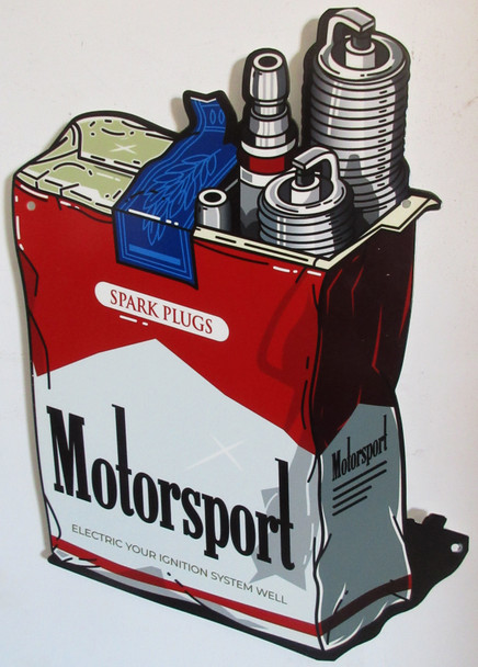 Sparkplug Carton Laser Cut Metal Sign