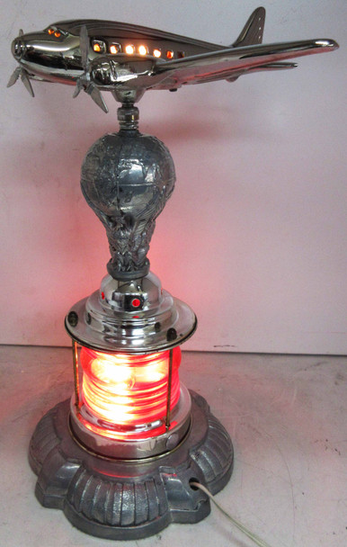 Art Deco Airplane Red Lamp