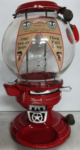 Columbus Model "A" Peanut Dispenser Penny Operated with Tray Circa 1930's
