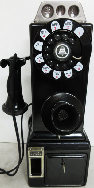 Automatic Electric Pay Telephone 3 Coin Slot 1930's Black Fully Restored #3