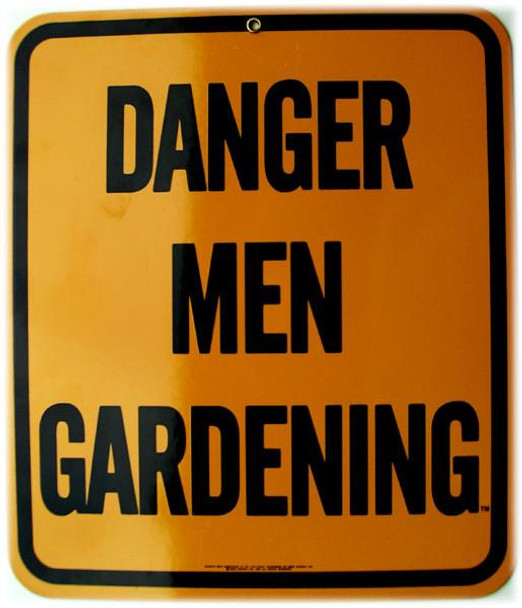 Danger-Men Gardening Porcelain Sign (disc)