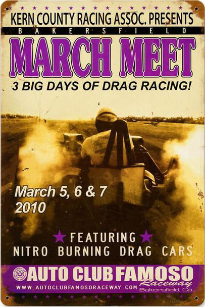 March Meet Drag Racing Vintage Metal Sign