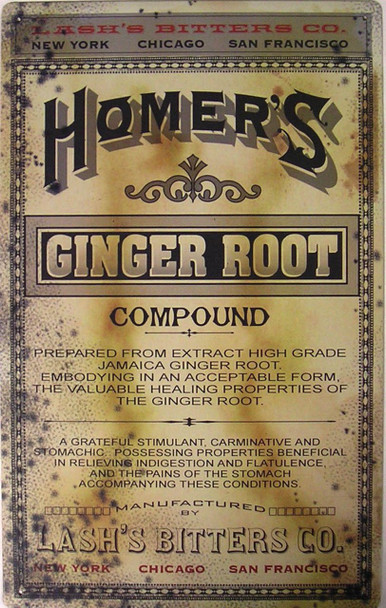 Homer's Ginger Root Metal Sign