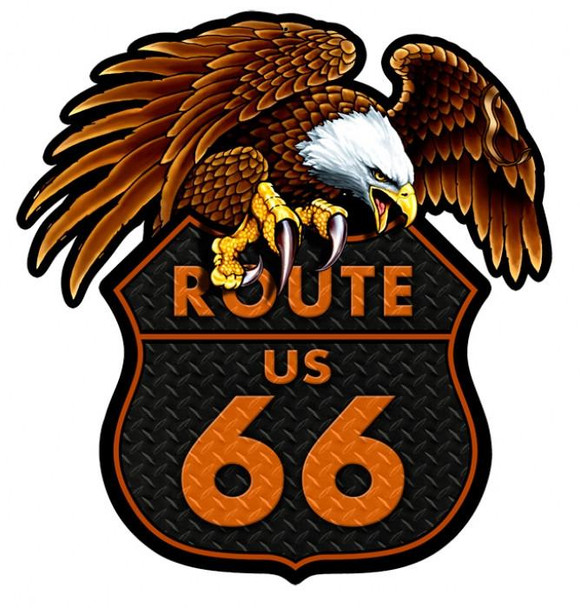 Route 66 Eagle Plasma Cut Metal Sign 