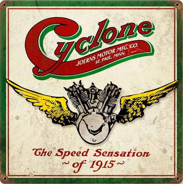 Cyclone Logo Motorcycle Metal Sign