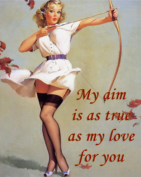 My Aim Is True Valentine Pin Up Metal Sign