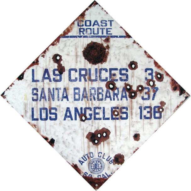 Coast Route Las Cruces through Los Angeles - Auto Club So. Cal. Metal Sign