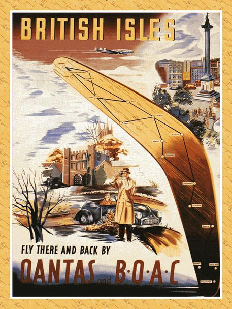 Qantas British Isles BOAC 1 Metal Sign