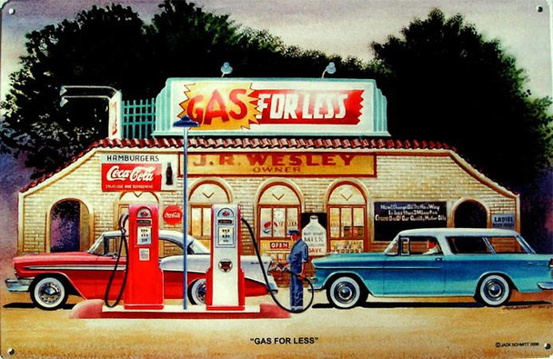 Gas For Less Metal Sign