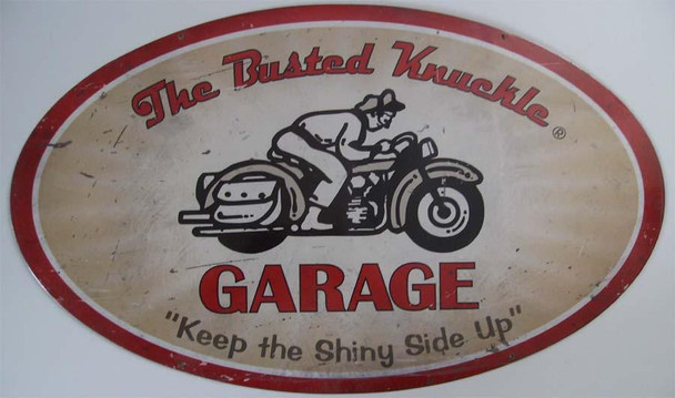 Busted Knuckle Motorcycle 24" Oval Metal Sign (disc)