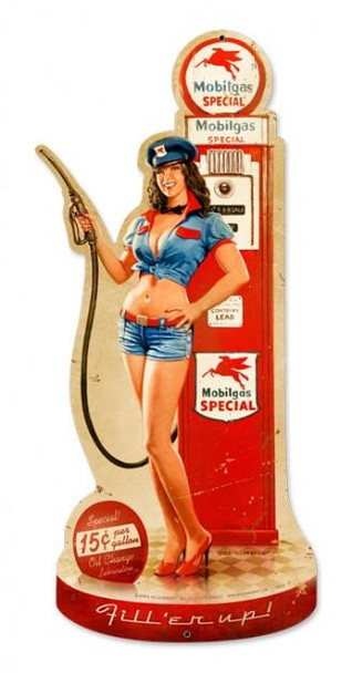 Fill'er Up Laser Cut  Pin-Up Metal Sign