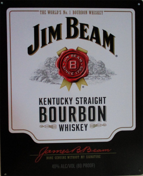 Jim Beam Kentucky Straight Bourbon Whiskey Label Metal Sign