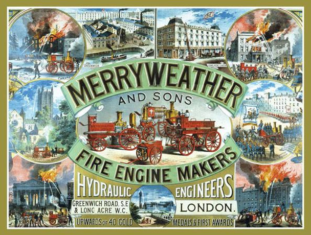 Merryweather Fire Engine Makers Metal Sign