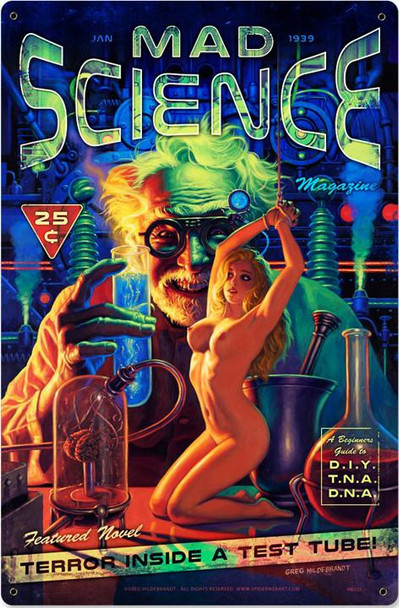 Mad Science Pin-Up Metal Sign