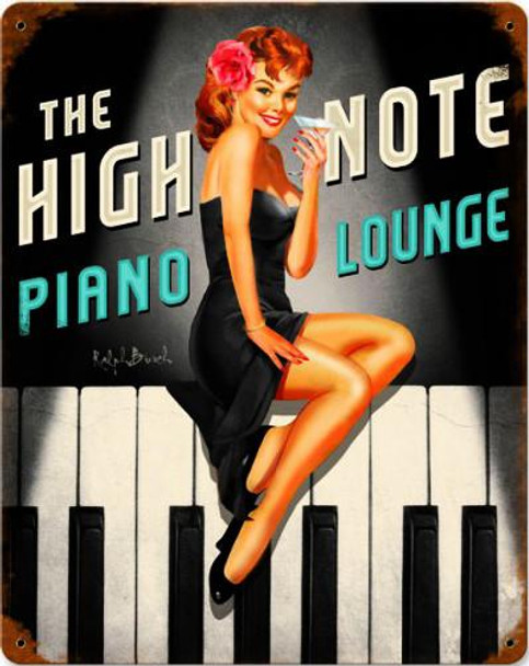 High Note Piano Lounge Pin-Up Metal Sign