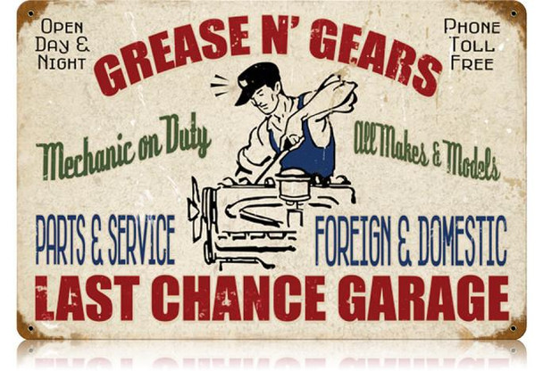 Grease N' Gears Metal Signs