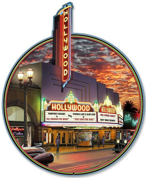 Hollywood Theater Plasma Cut Metal Sign