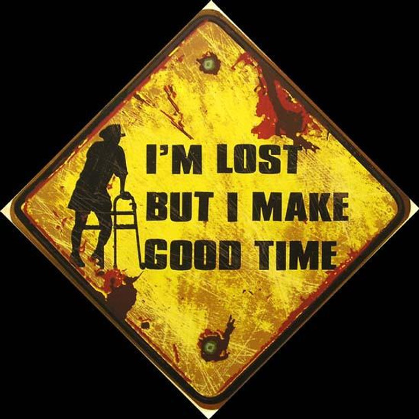 I'm Lost But I Make Good Time Distressed Road Sign