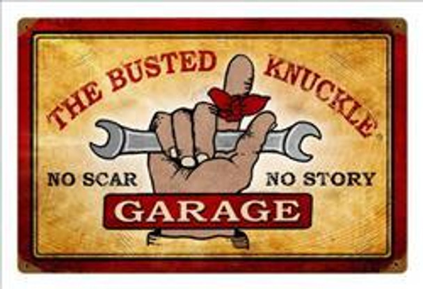 Busted Knuckle Garage (18" by 12" metal sign)