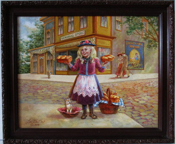 Lee Dubin Framed Original Painting "Fresh Bread Peddler"