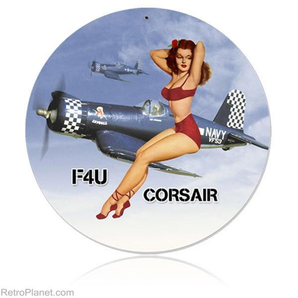 F4U Corsair Pin-Up Metal Wall Sign