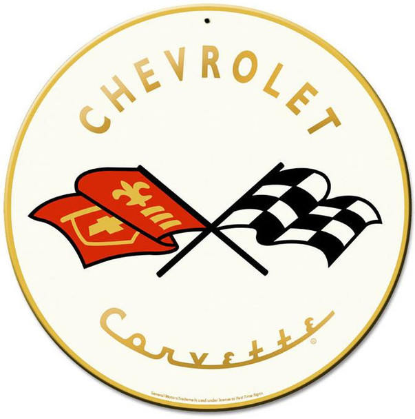 Chevrolet Corvette 14" Round Metal Sign