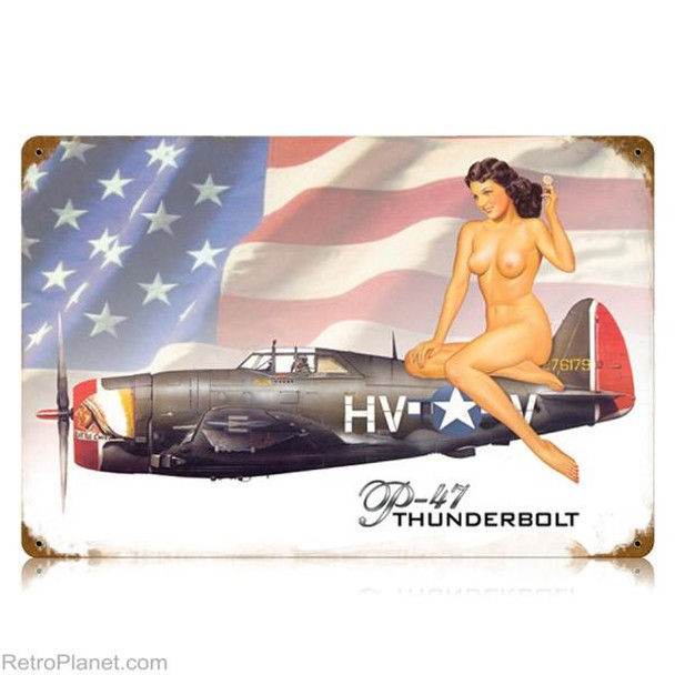 P-47 Thunderbolt Nude Pin-Up Metal Wall Sign