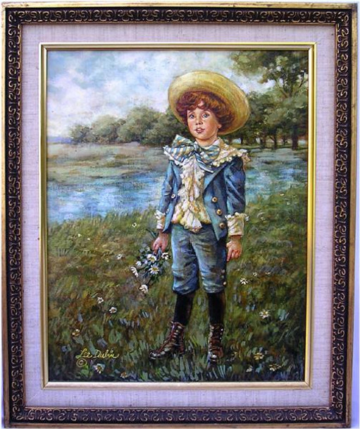 Blue Boy, Victorian Child by Lee Dubin Original Framed Oil Painting
