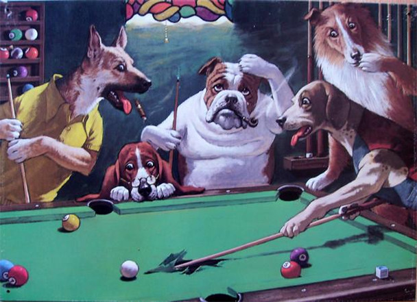 Dogs Playing Pool