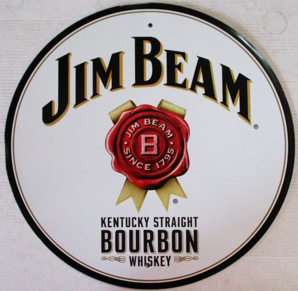 Jim Beam Bourbon Embossed 24" Round Aluminum Sign