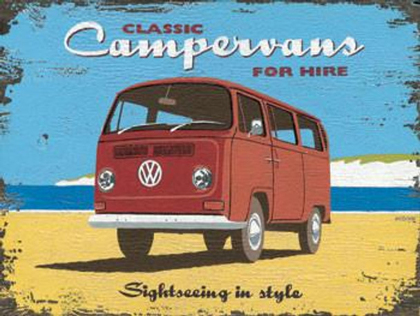 Campervans For Hire Metal Sign