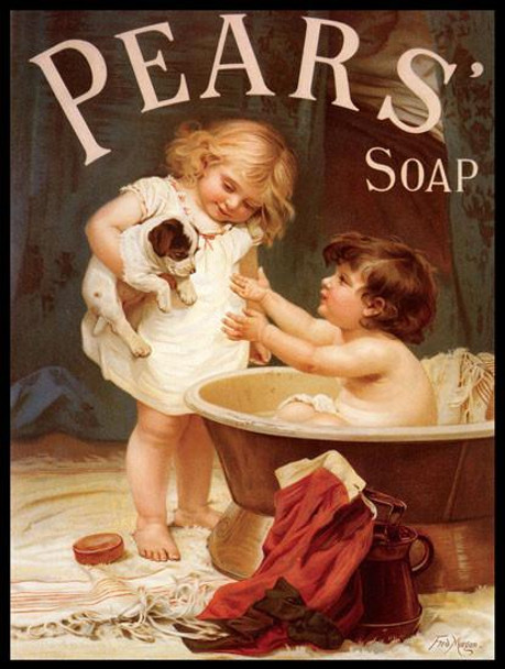 Pears Soap Two Children with Pup Metal Sign