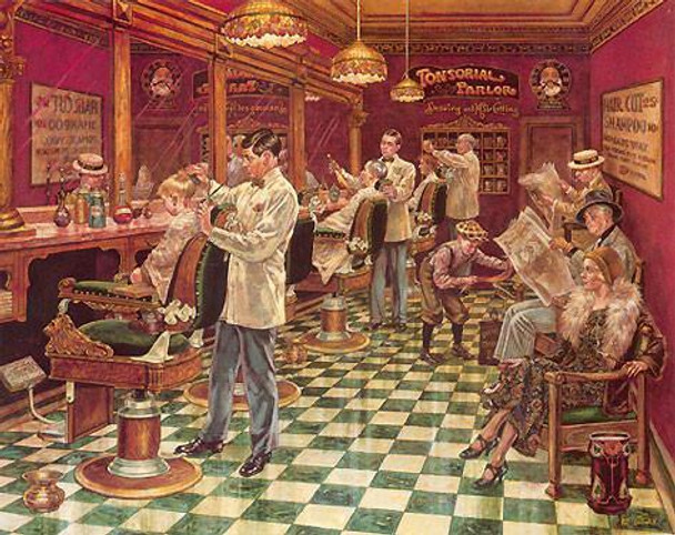 Lee Dubin Limited Signed Canvas "Barbershop"