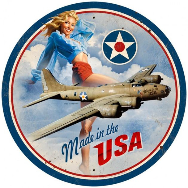 Made in USA Pin-Up Metal Sign (14" round)