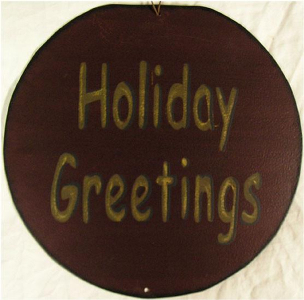 Holiday Greetings 12" Round Metal Sign