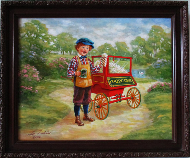 Lee Dubin Framed Original Painting "Fresh Pop-Corn Peddler"