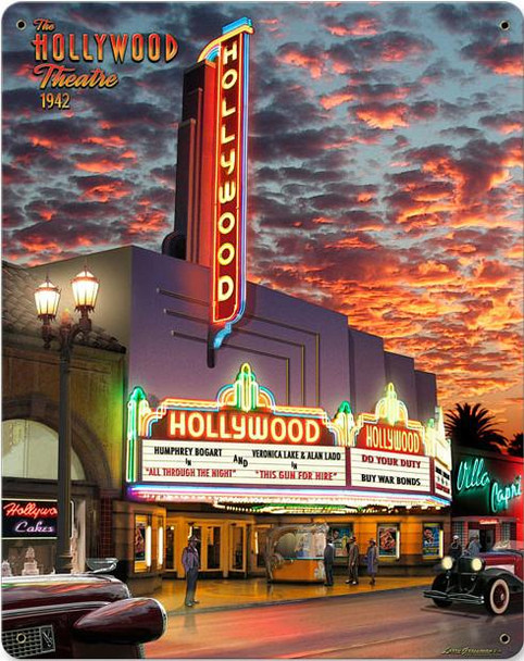 Hollywood Theatre Metal Sign