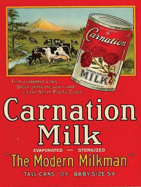 Carnation Milk Metal Sign