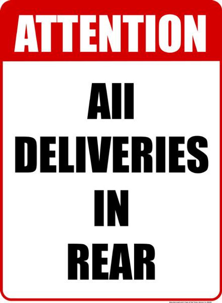 All Deliveries In Rear
