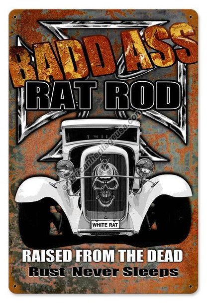 Bad Ass Rat Road Vintage Metal Sign