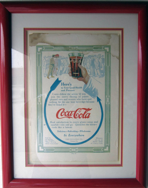 Coca Cola Framed Advertisement 5 Cent